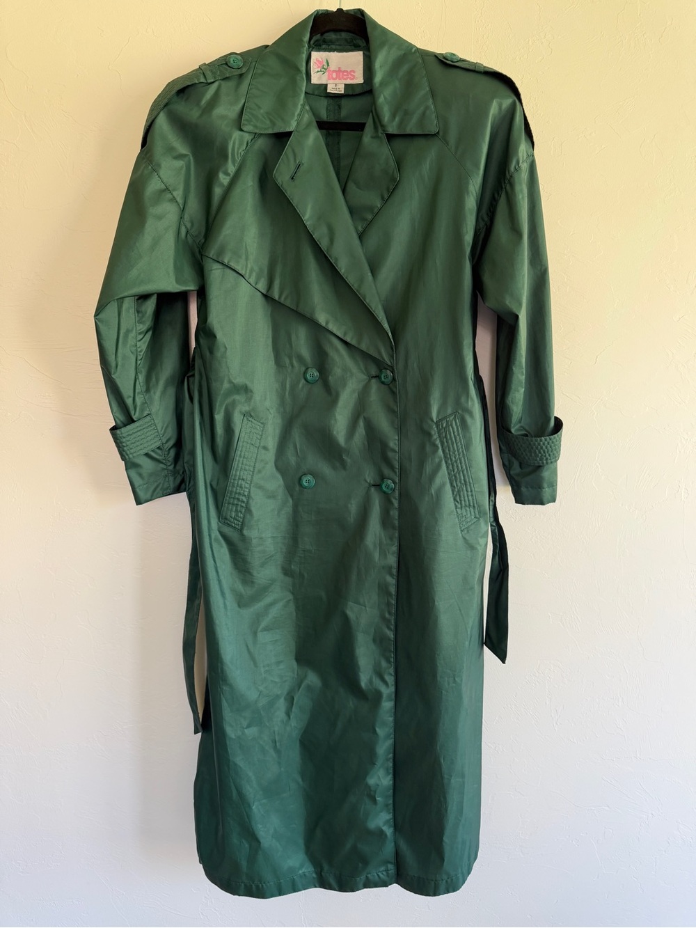 Totes Vintage Women’s Green Double-Breasted Trench Coat